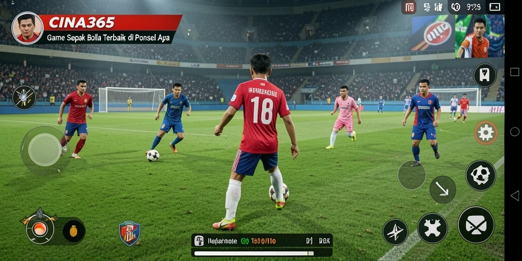 Tampilan seru gameplay sepak bola CINA365 yang mendebarkan.