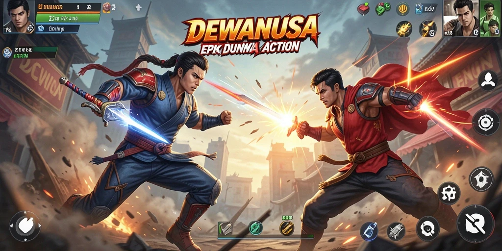 Screenshot gameplay DEWANUSA menampilkan aksi pertarungan yang mendebarkan.