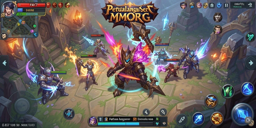 Screenshot FAV77 menampilkan pertarungan epik di dunia MMORPG.