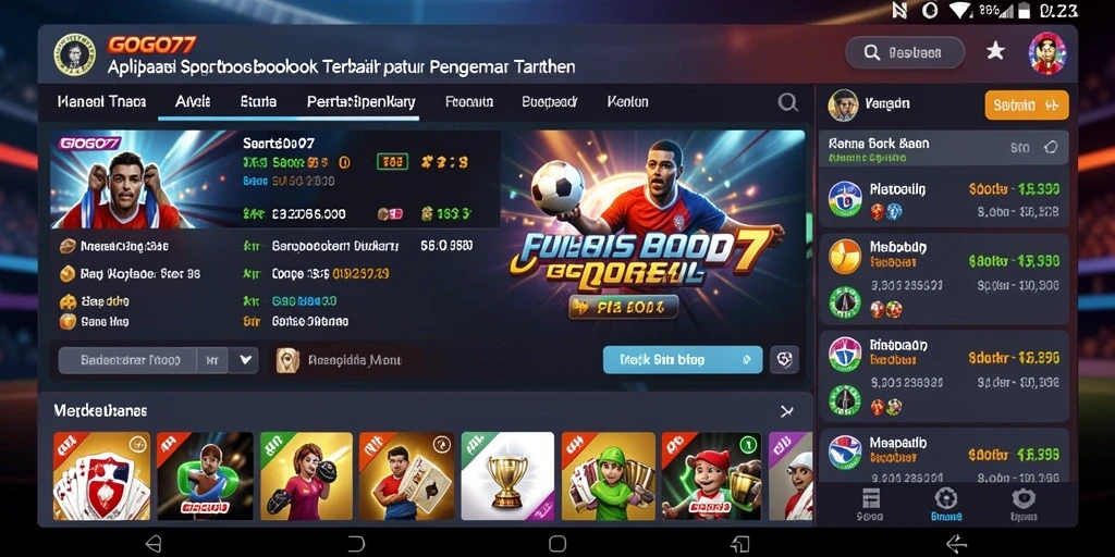 Screenshot GOGO77 menampilkan antarmuka taruhan olahraga yang dinamis dan interaktif.
