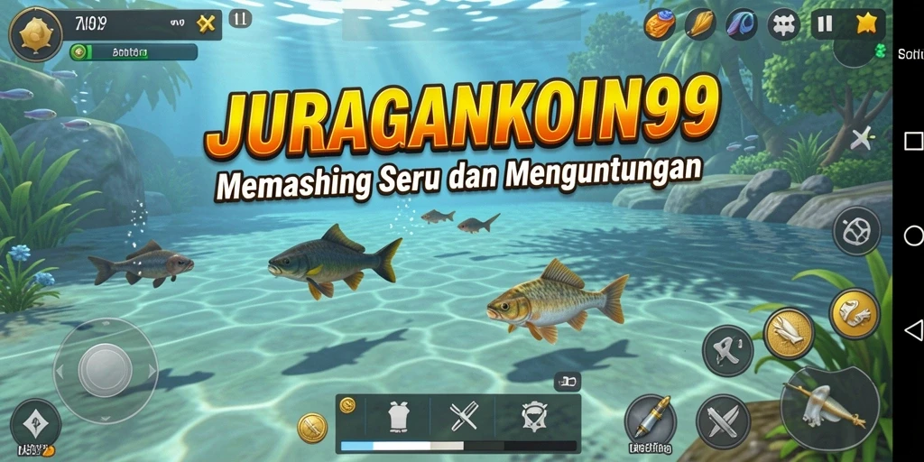 Screenshot gameplay JURAGANKOIN99 menunjukkan pengalaman memancing yang seru.